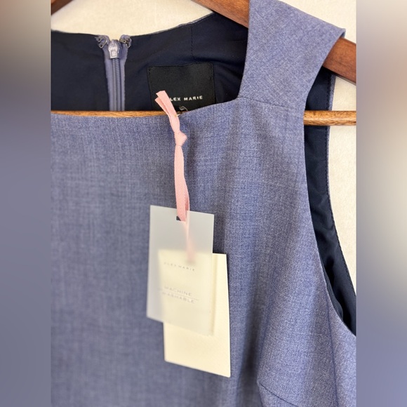 ALEX MARIE Sheath NEW Dress Blue Gray Short Square Neck Sleeveless Office Size 6 - Picture 5 of 15